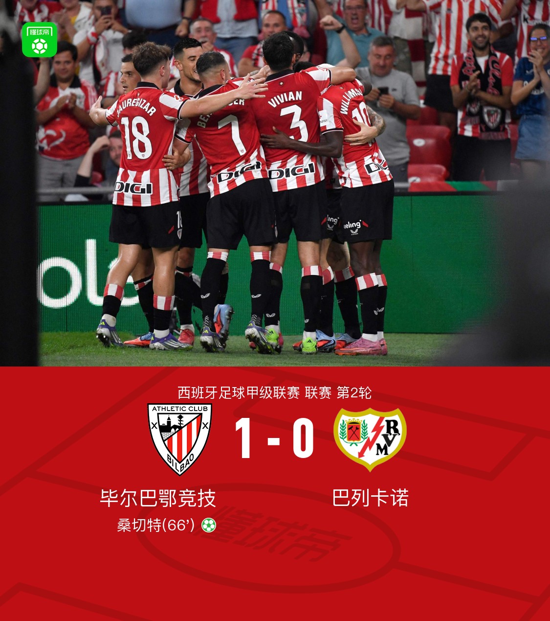 毕尔巴鄂主场告捷，球队风光无限